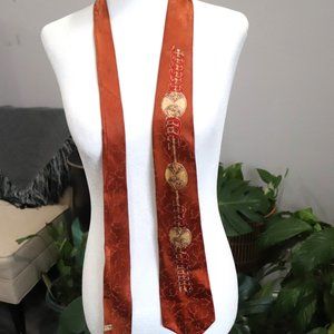 Vintage Mid-Century Men's Silk Art Deco Feather Print Silk Tie